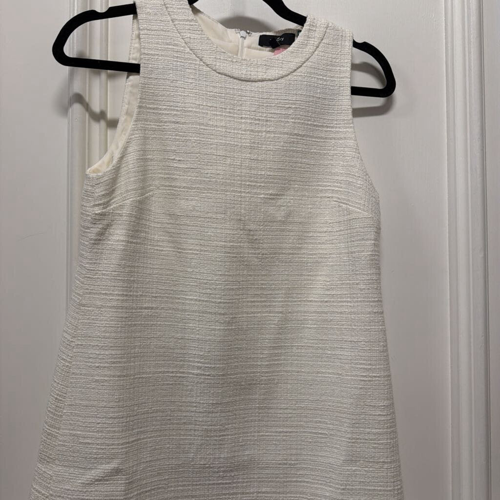 White Cotton Tweed Shift Dress