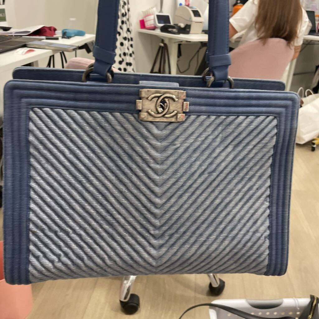 Denim Chevron Tote