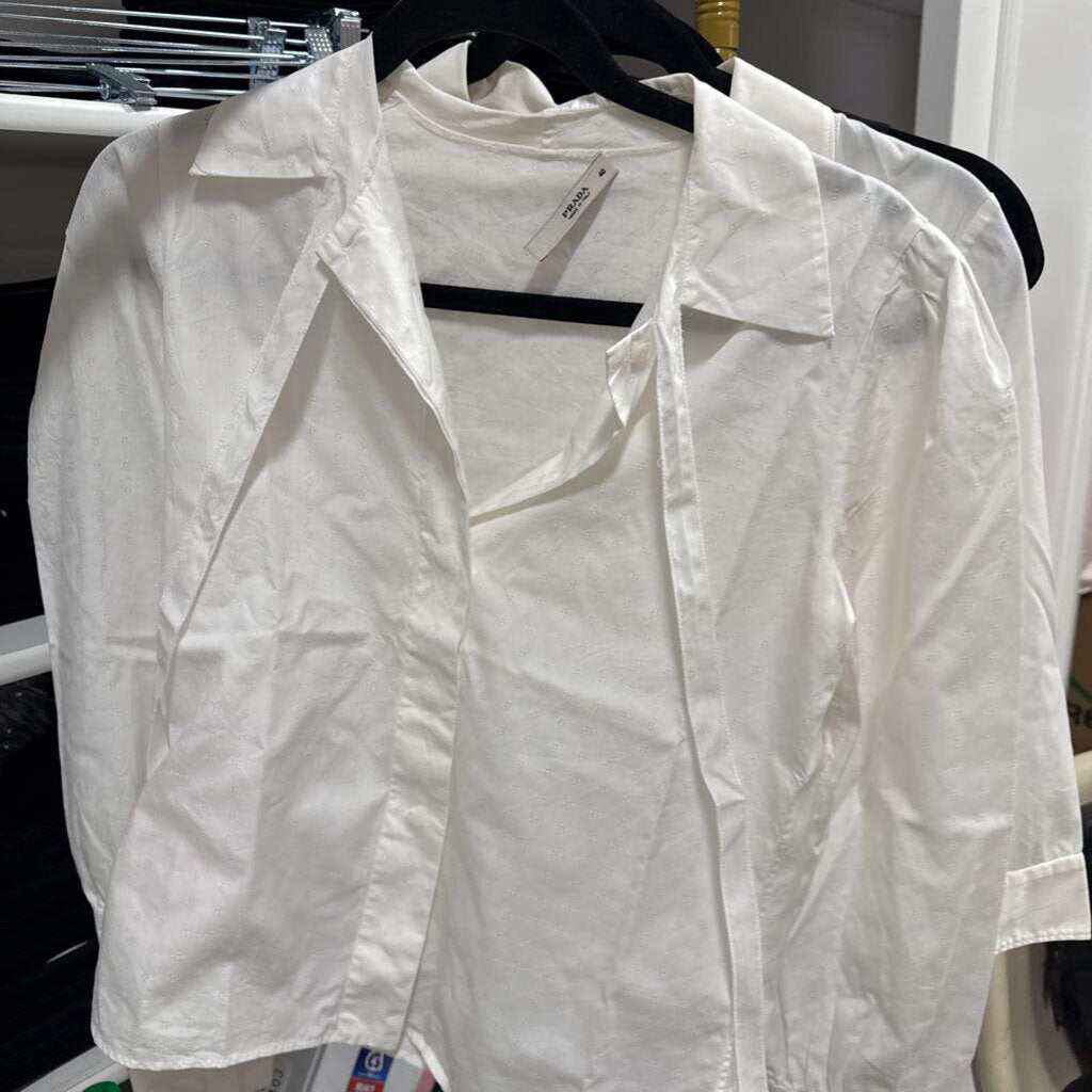 White Cotton Neck Tie Blouse