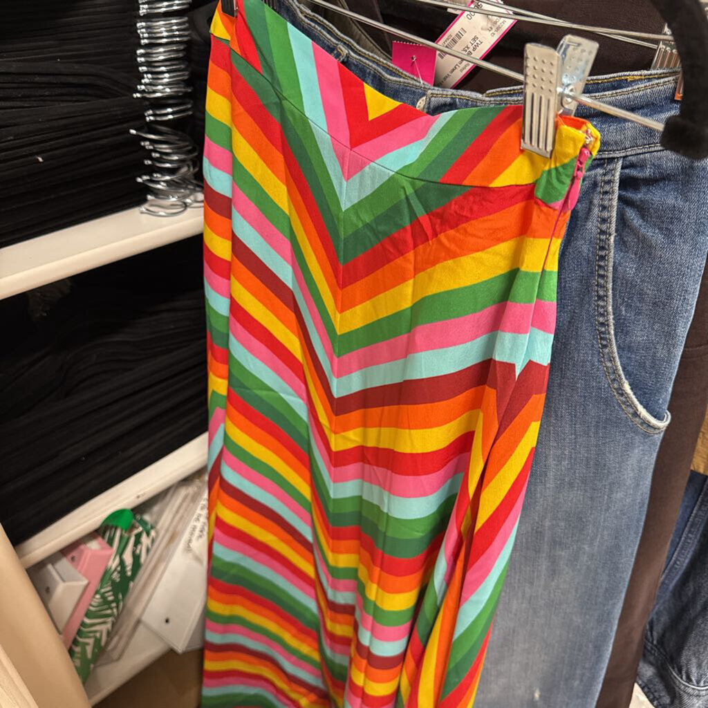 Multicolor Stripe Silk Midi Skirt