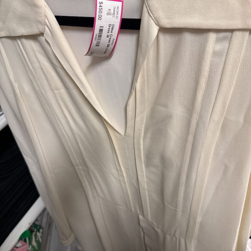 Cream Silk LS Mini Dress