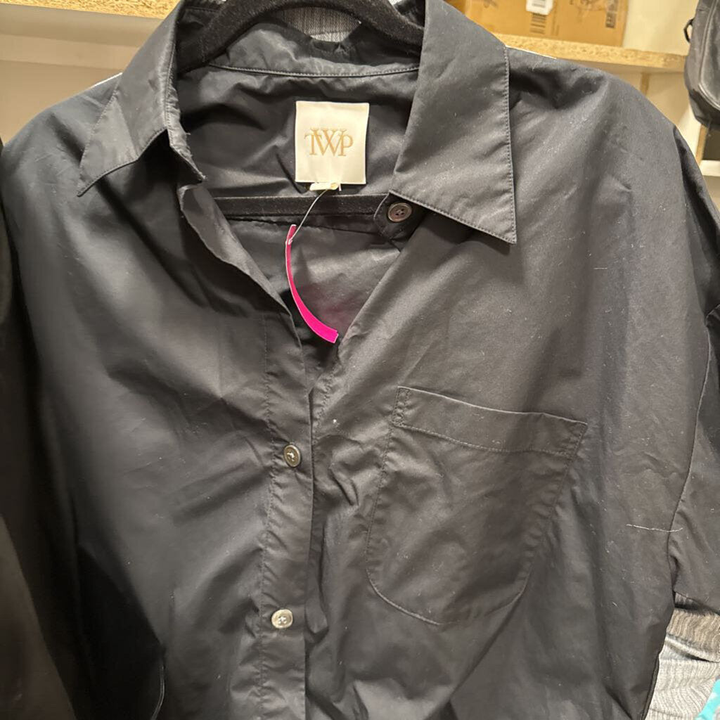 Black Cotton SS Crop Shirt