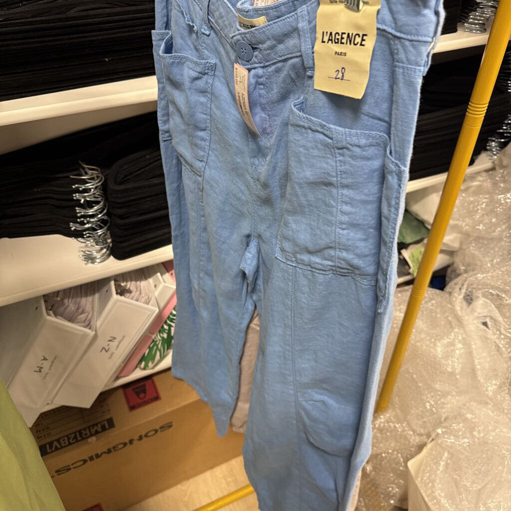 Blue Linen Cropped Pant NWT