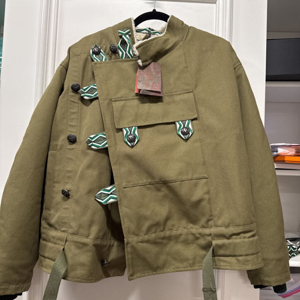 Green Asymm. Sherpa Lined Utility Jacket (NWT