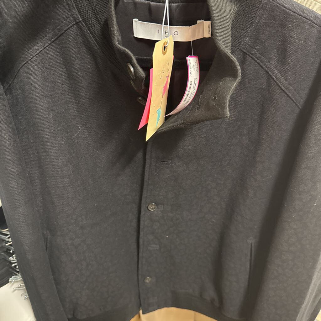 Black Cotton Blend Bomber Jacket