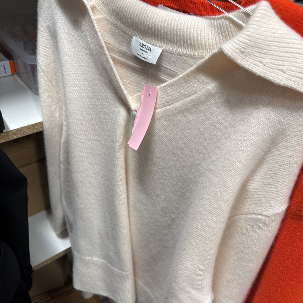 Cream Cashmere Polo Sweater