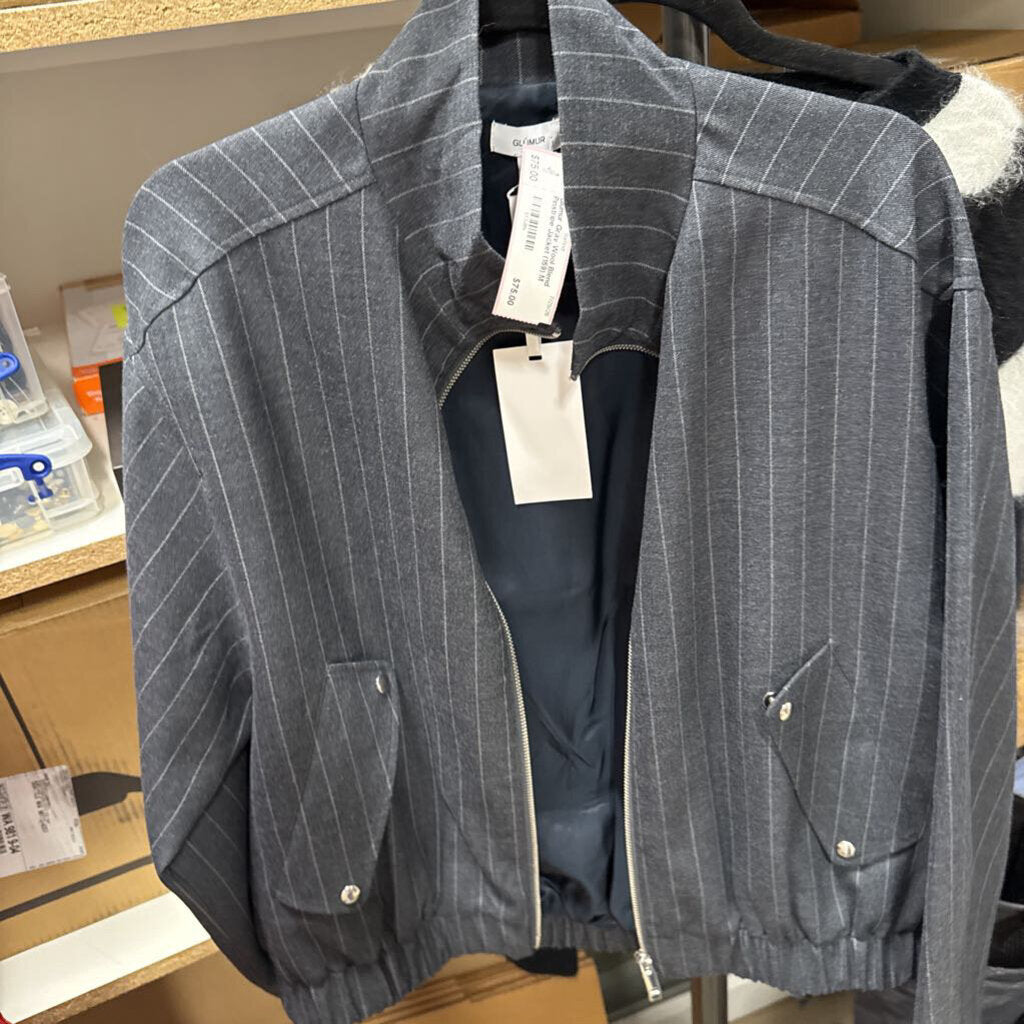 Gray Wool Blend Pinstripe Jacket (159)