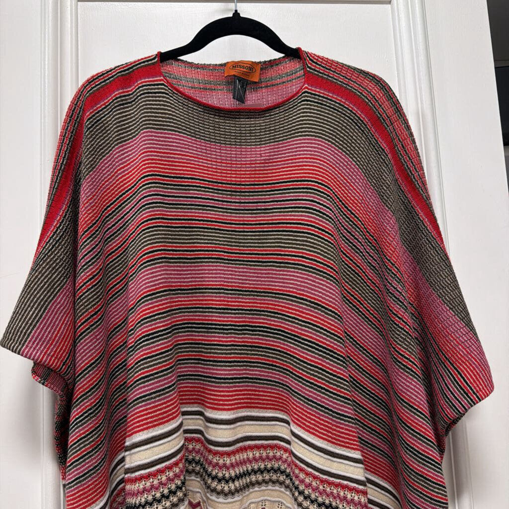 Multicolor Stripe Wool/Acrylic Poncho