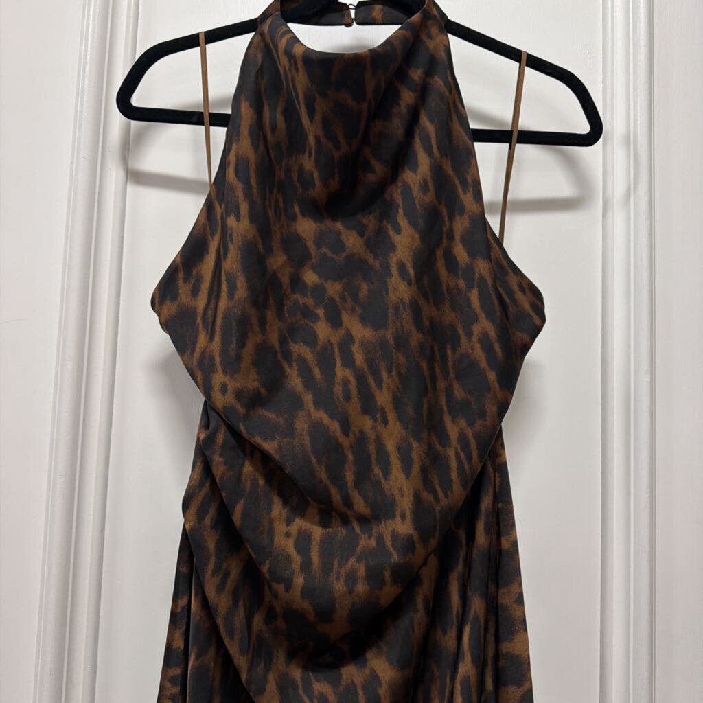 Leopard Print Poly Midi Dress (NWT)