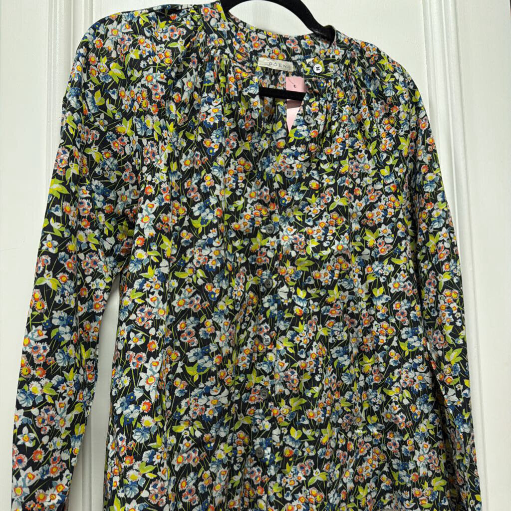 Black Floral Cotton/Viscose Top