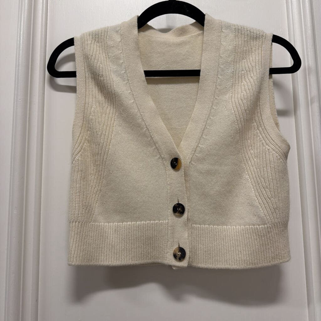 Cream Cashmere Crop Sweater Vest