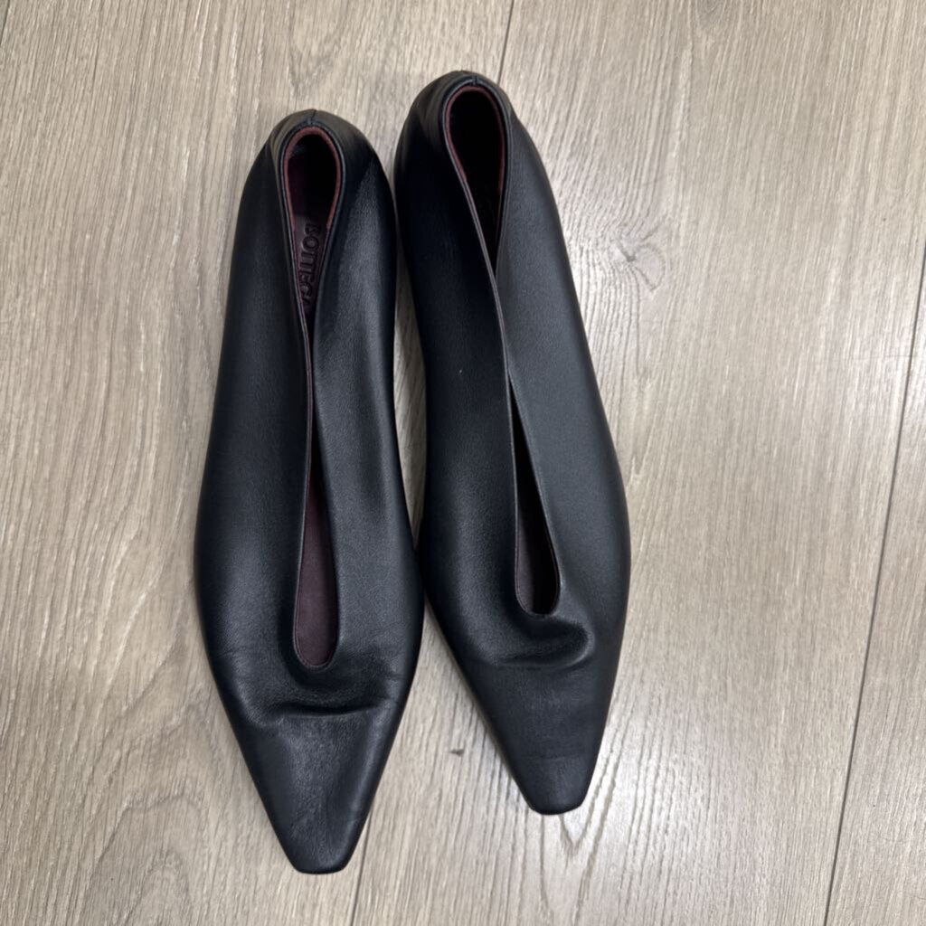 Black Leather Flats