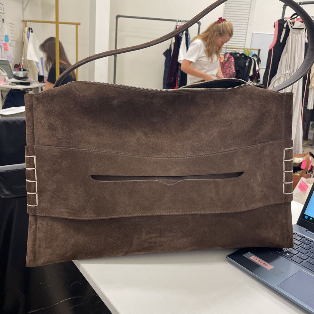 Brown Suede Loafer Shoulder Bag (est 2300)