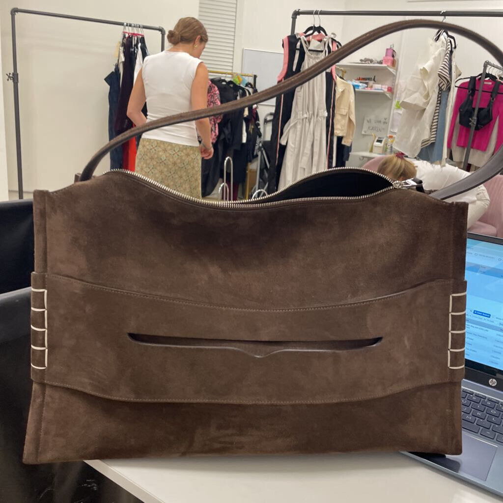 Brown Suede Loafer Shoulder Bag (est 2300)