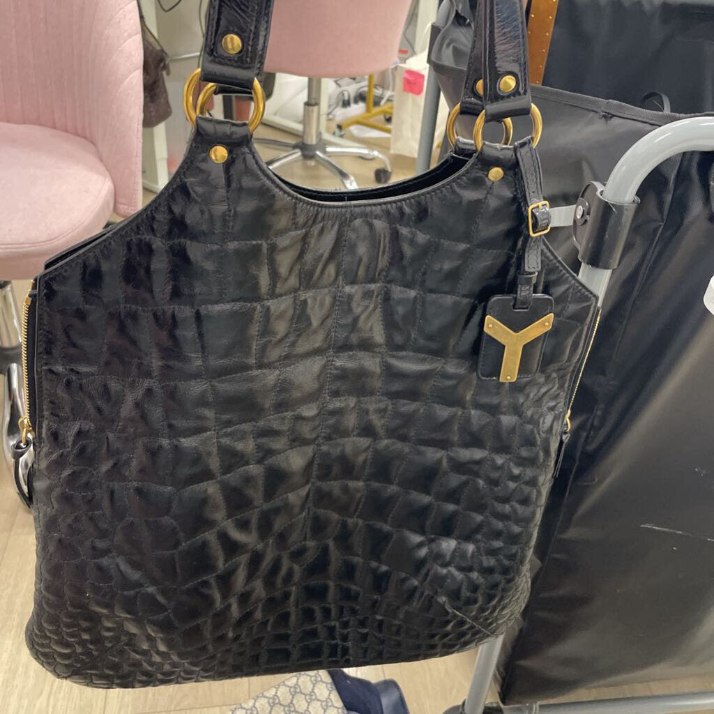 Black Croc Embossed Tribute Tote Bag(est 1250)
