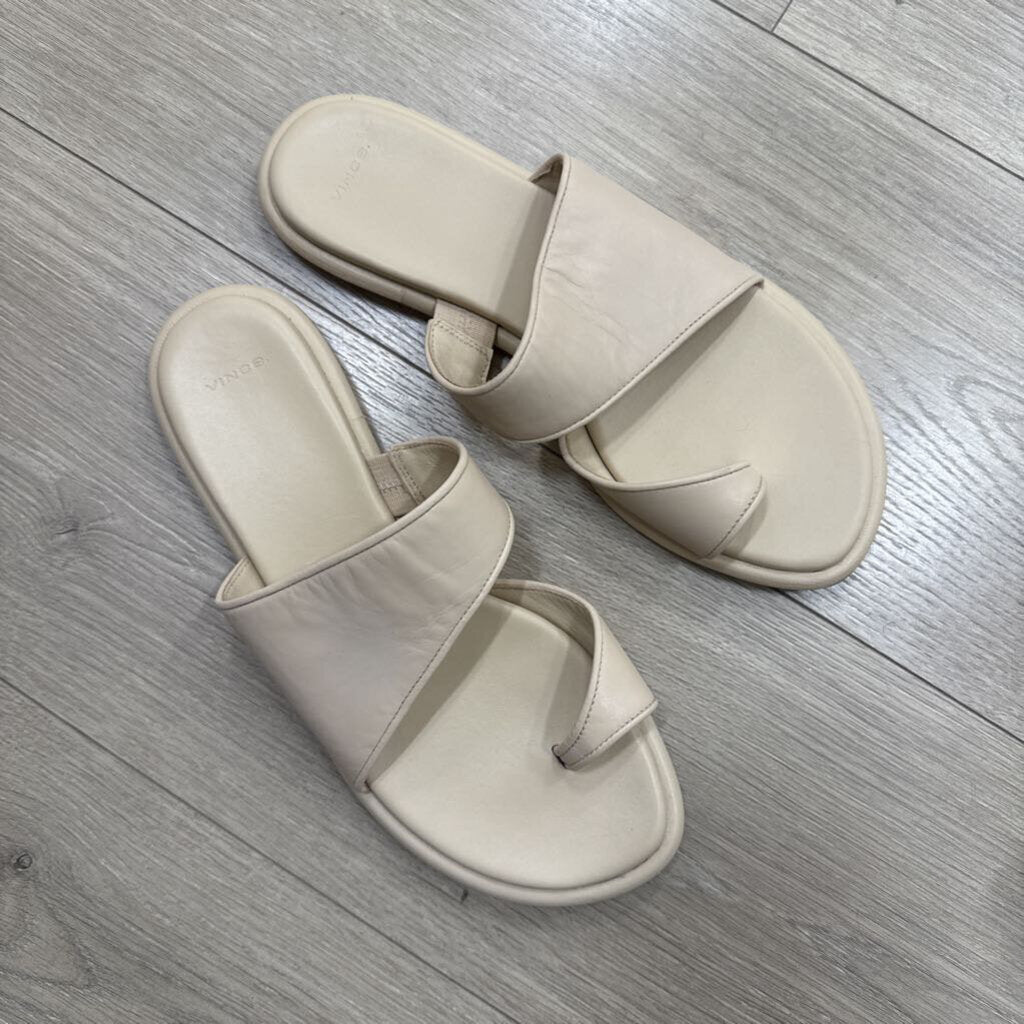 Nude Leather Slide Sandals