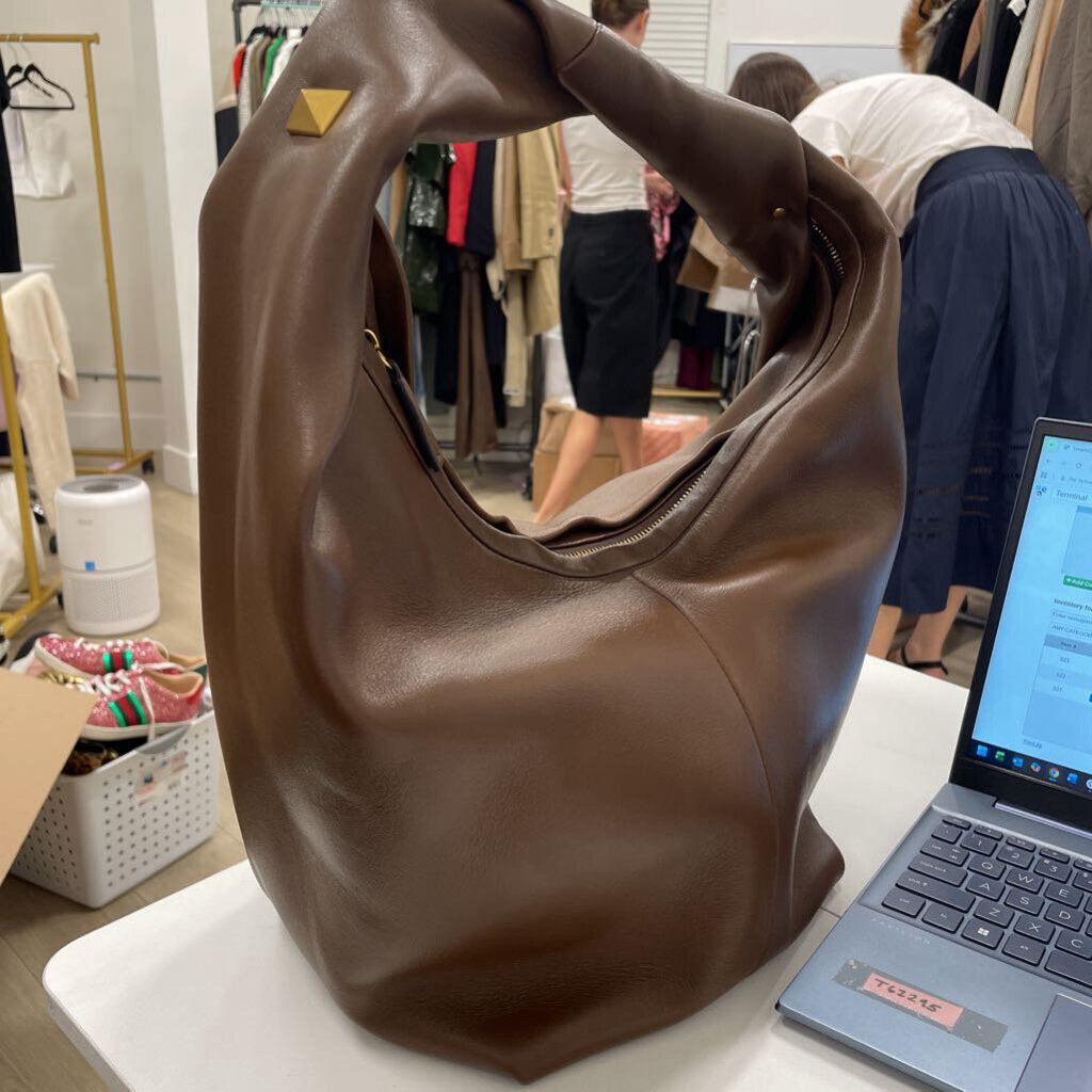 Brown Leather Roman Stud Hobo Bag (est 2980)