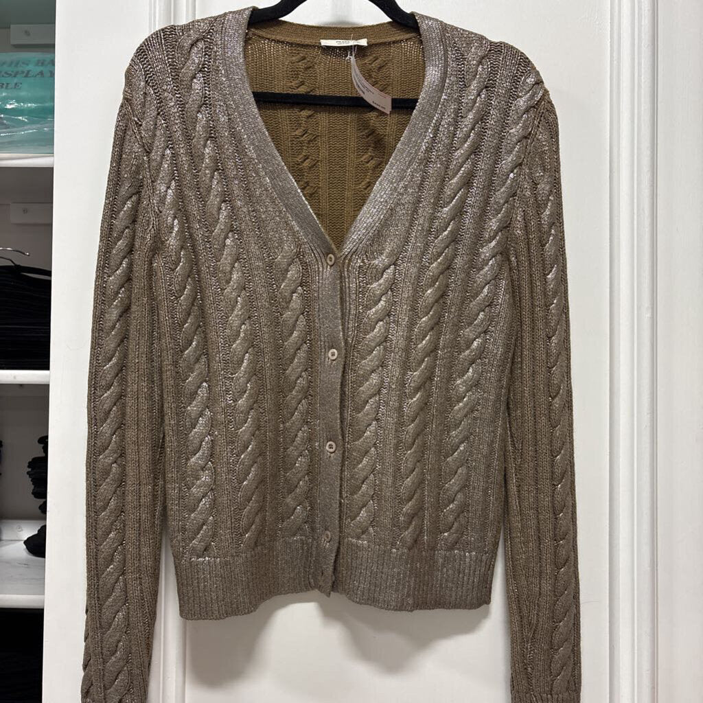 Brown Cashmere Coated Cardigan
