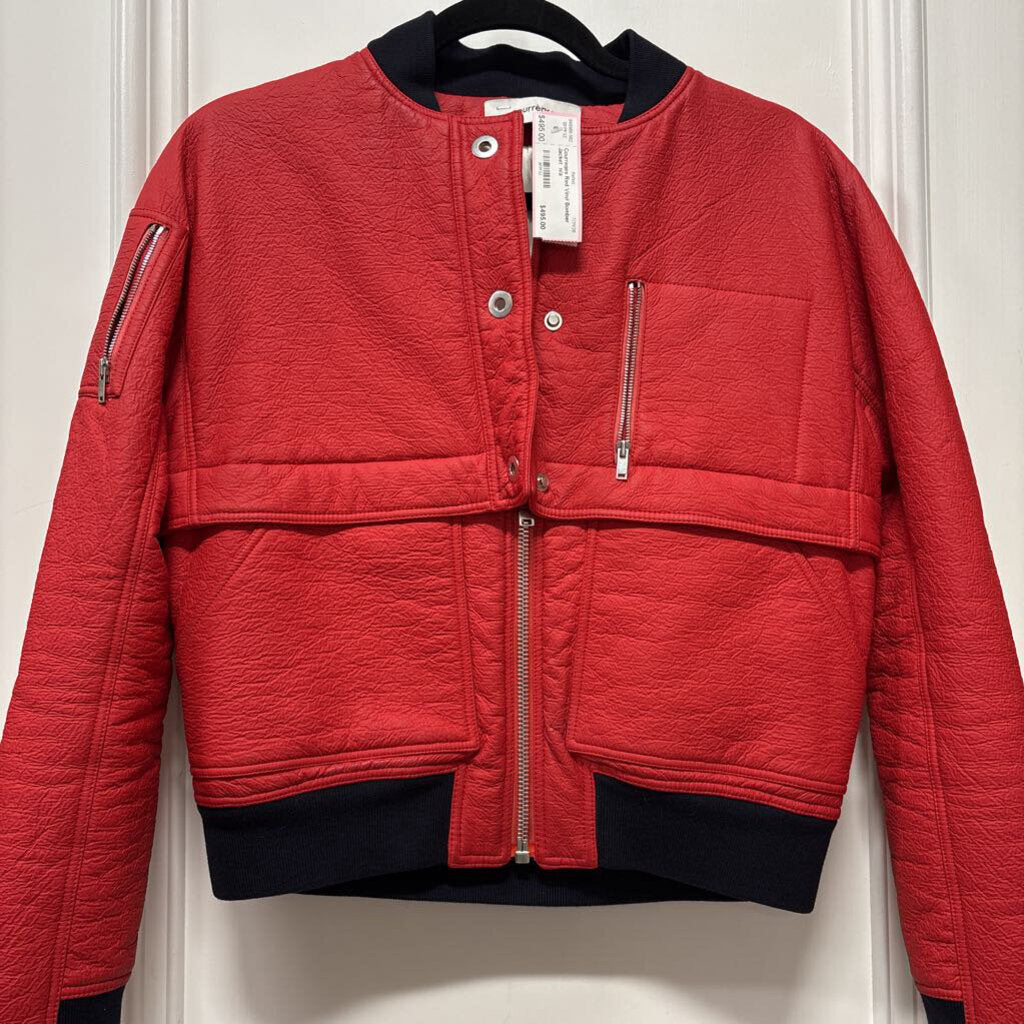 Red Vinyl Bomber Jacket
