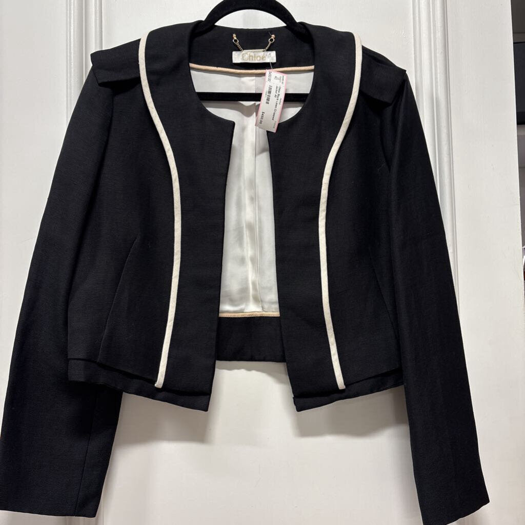 Black Linen Cropped Jacket