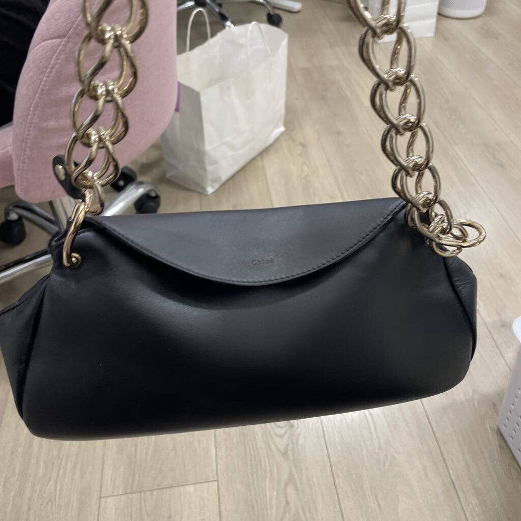 Black Leather Juana Chain Shoulder Bag