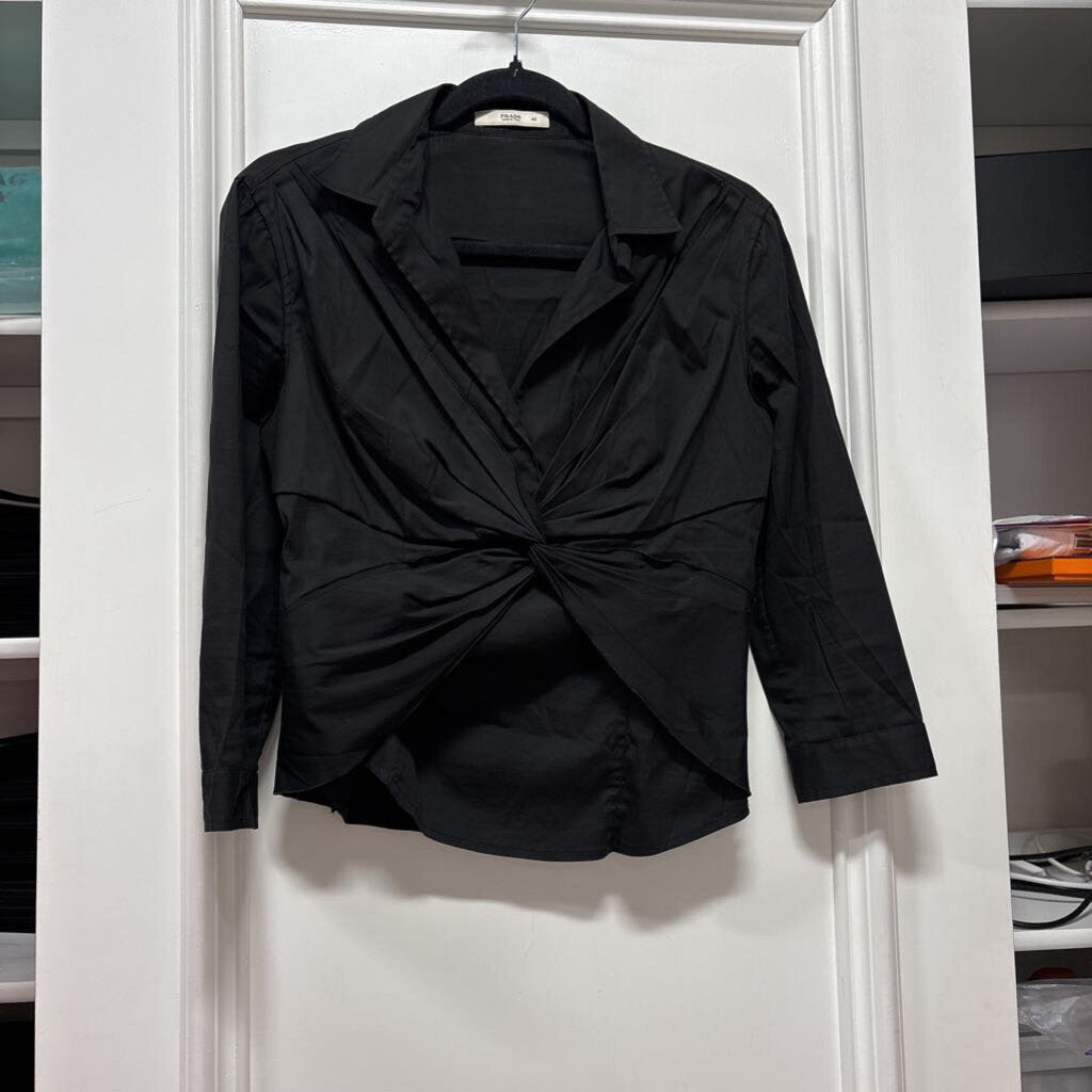 2006 Black Cotton Blend Twist Front Shirt