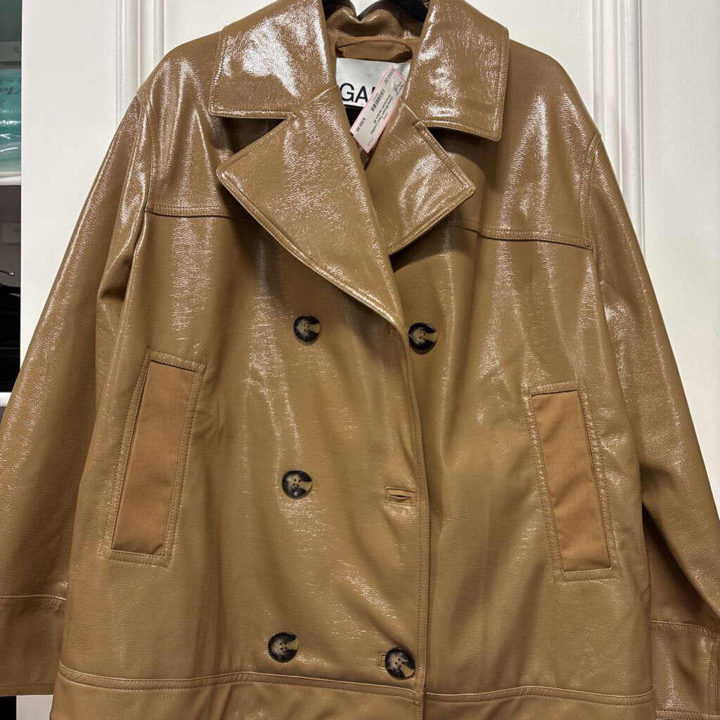 Brown Faux Leather Oversized Jacket
