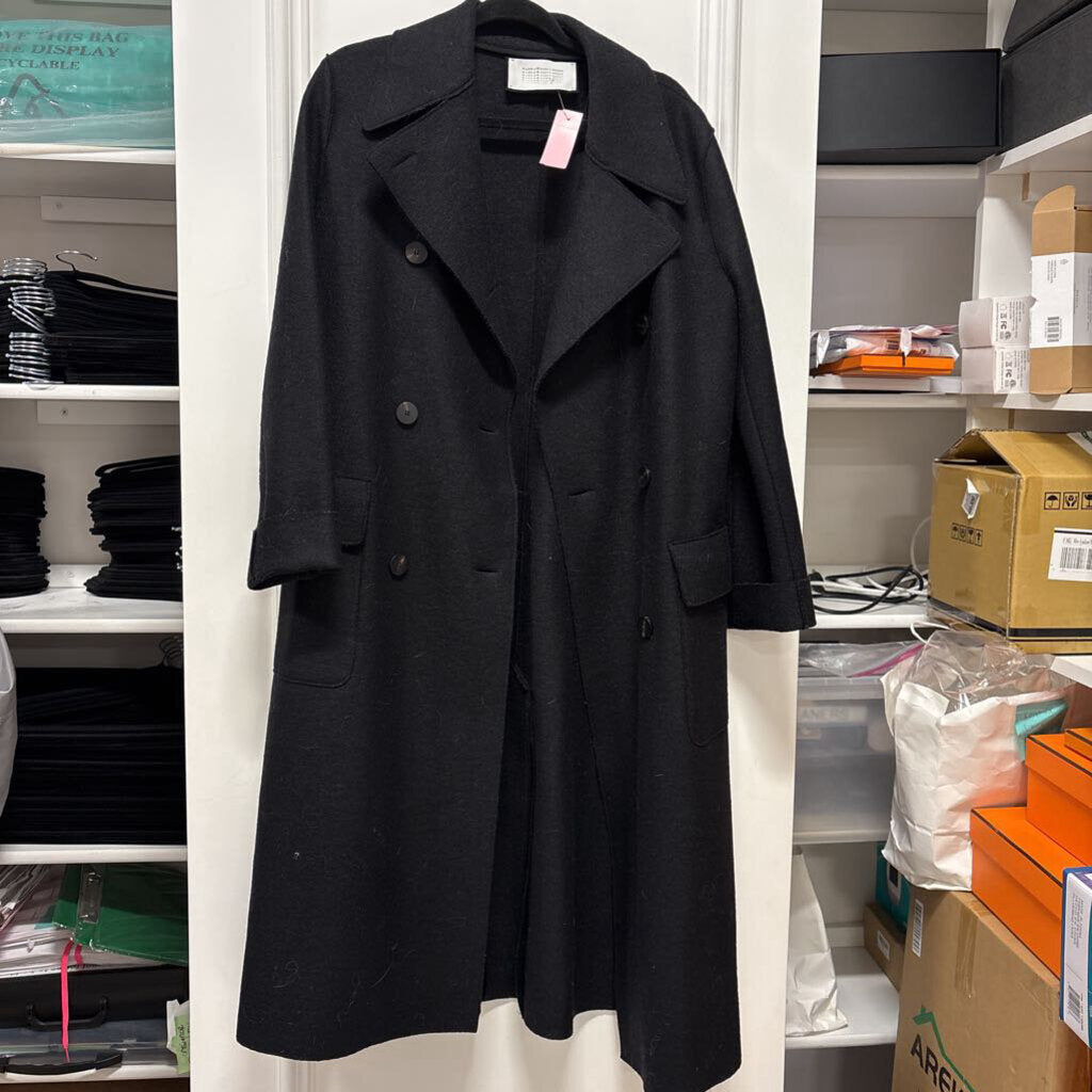 Black Wool Double Breast Coat