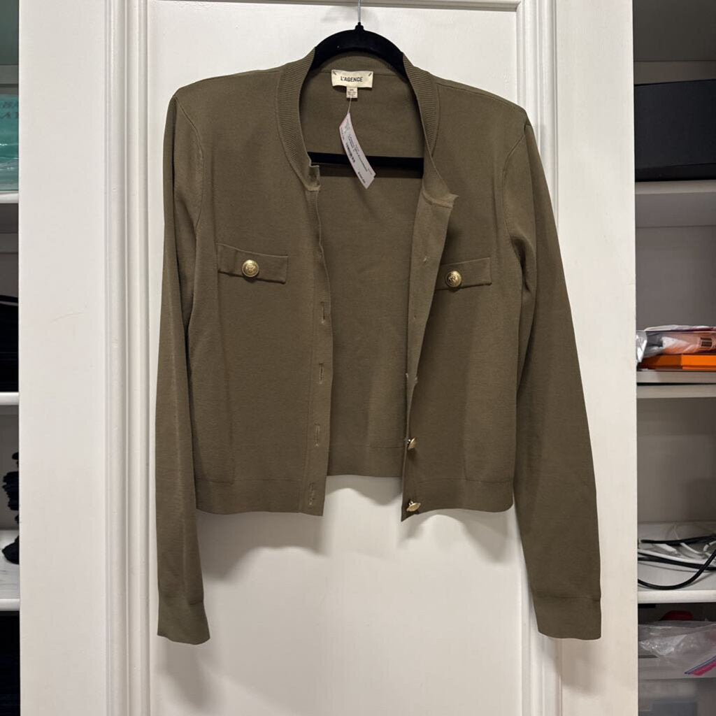 Olive Rayon/Nylon Cardigan