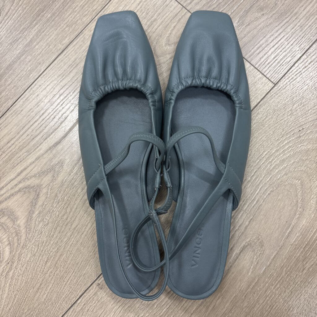 Gray Leather Slingback Flat