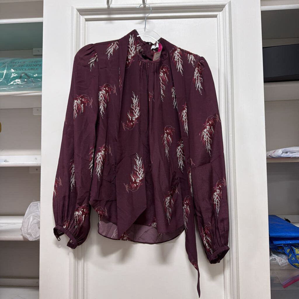 Maroon Printed Silk Blouse