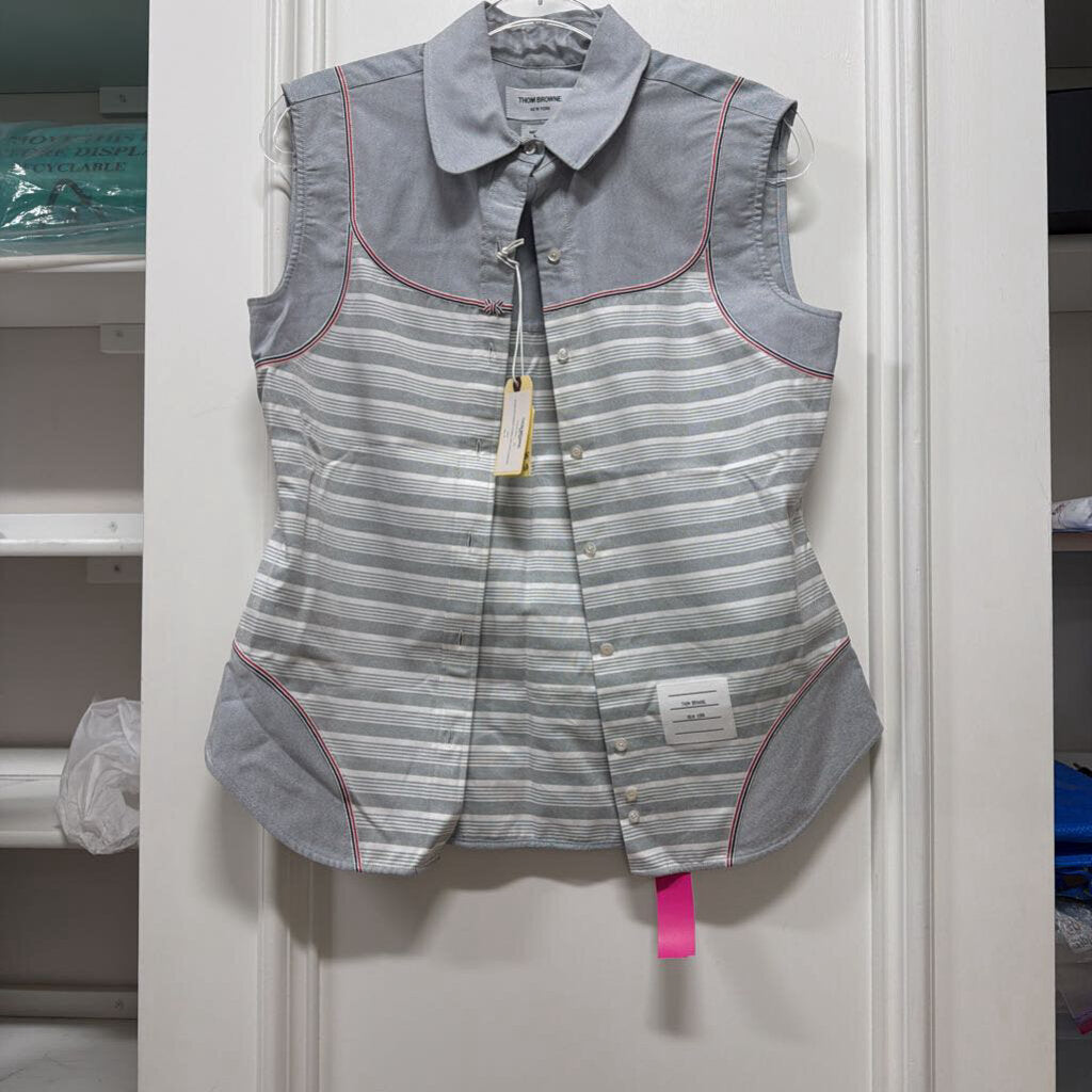Blue Sleeveless Swimsuit Button Down Shirt