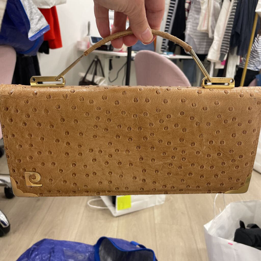 Tan Ostrich Vintage Clutch
