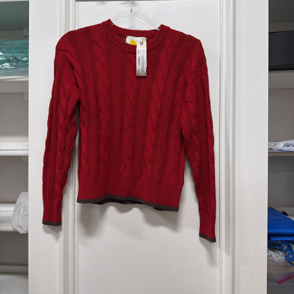 Red Cotton Ribbed Brown Heart Patches (NWT)