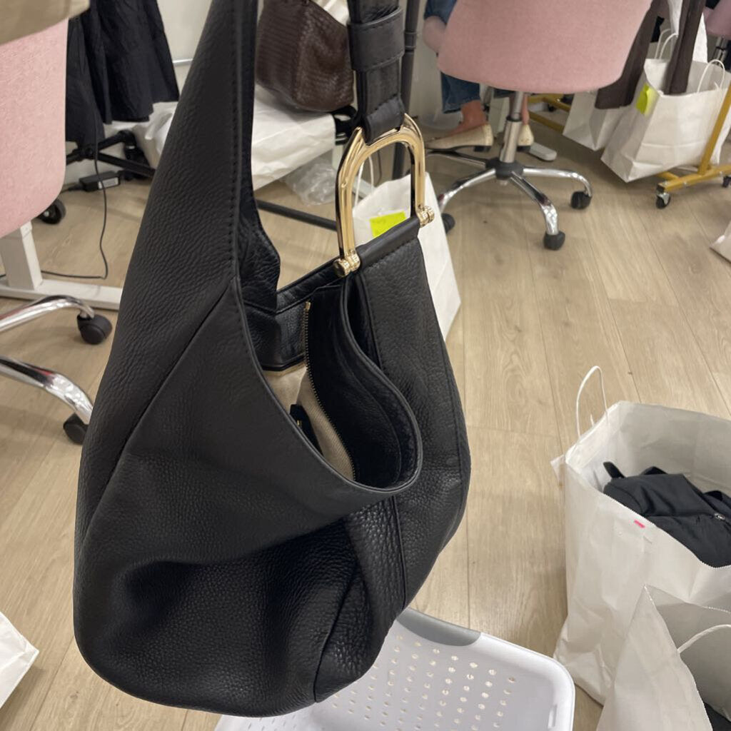 Black Leather Horsebit Bag