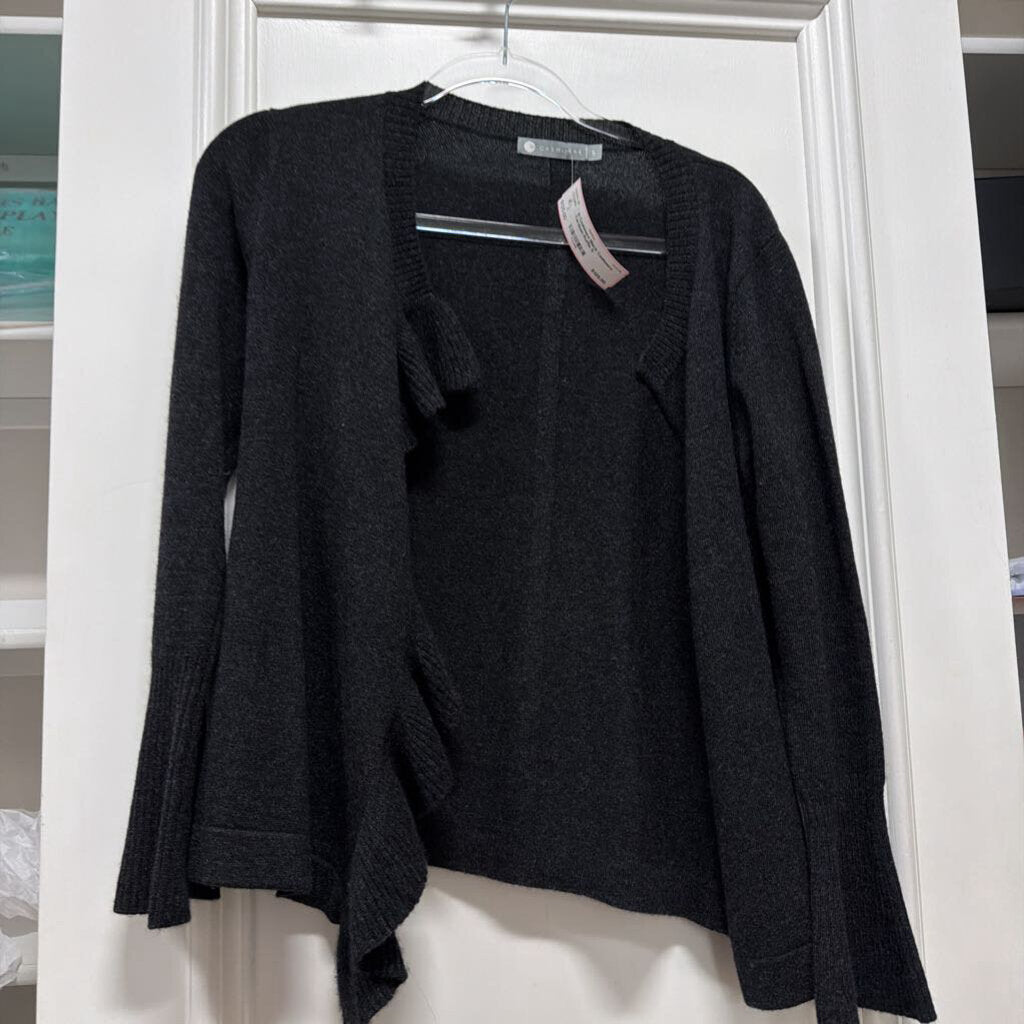 Black Cashmere Cardigan Ruffle
