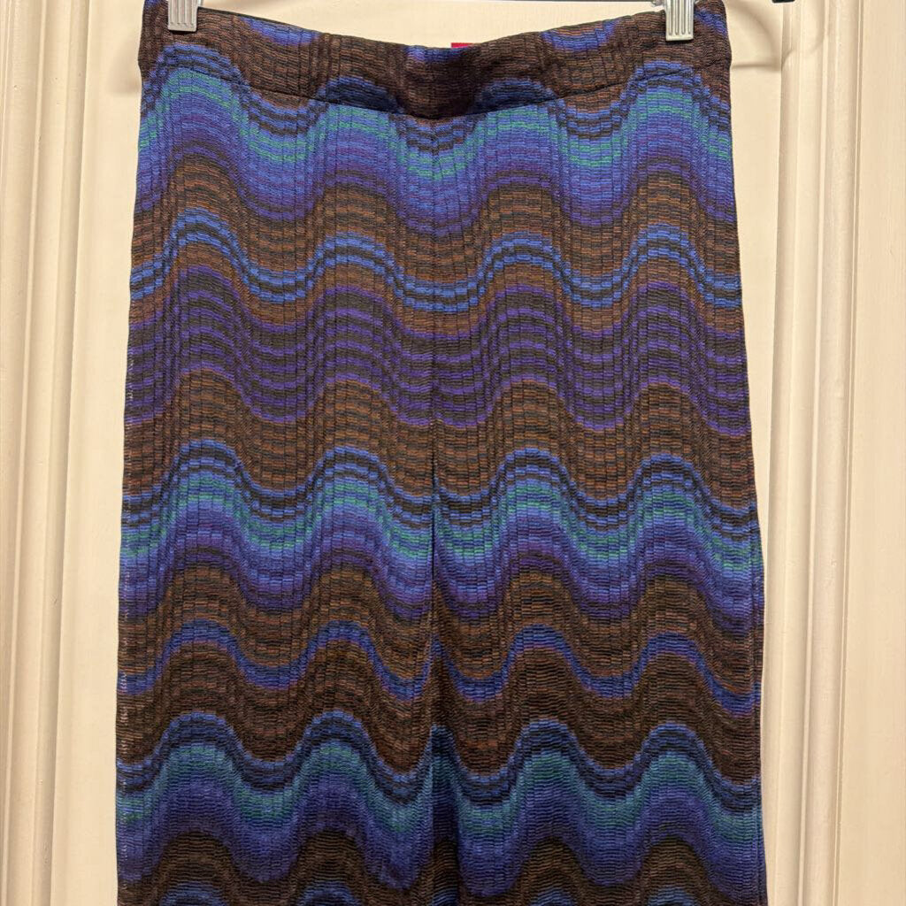 Blue/Brown Wavy Stripe Viscose Pants