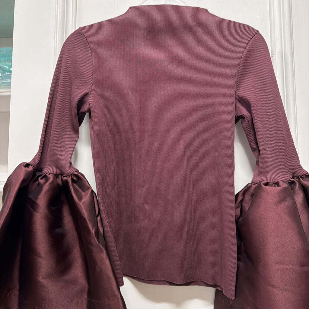 Maroon Cotton Flared-Cuff Top (est 365)
