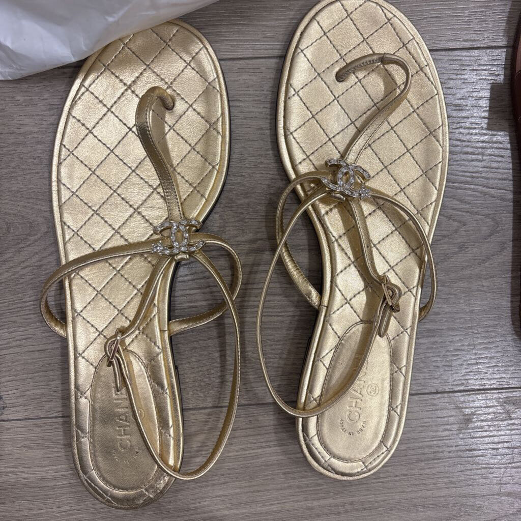 Gold Metallic CC Sandal