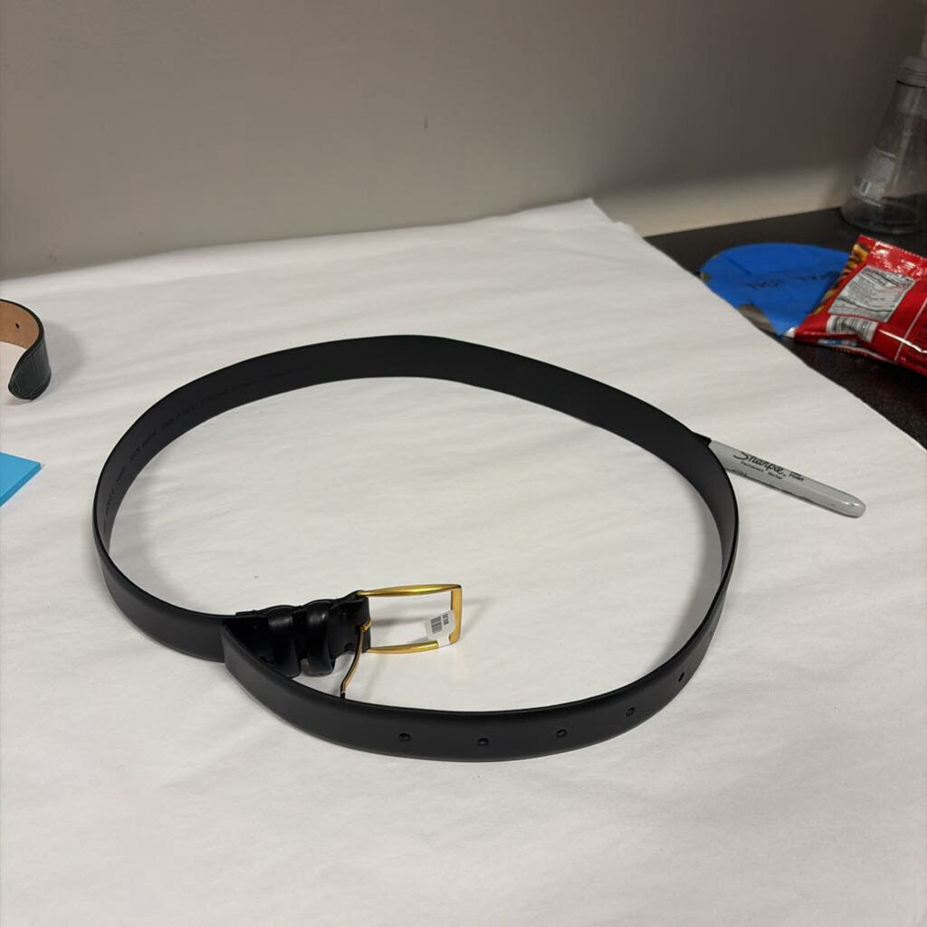Black Leather Gold Buckle Cos Belt