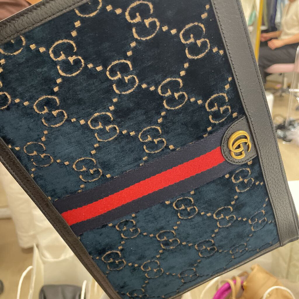Navy Velvet Ophidia Zip Pouch