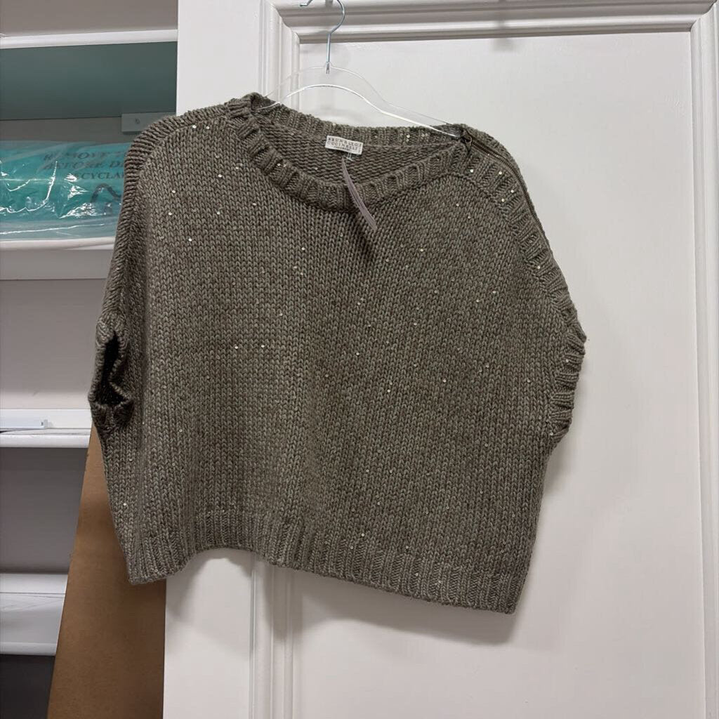 Gray Cashmere/Silk Sequin Sleeveless Sweater