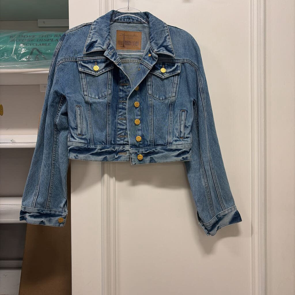 2024 Blue Cropped Denim Jacket