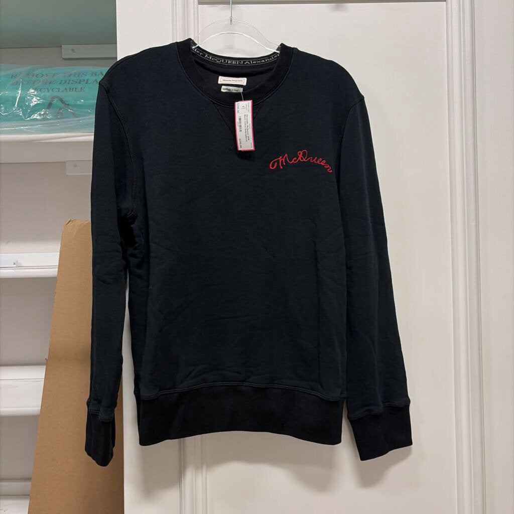 2019 Black Cotton Embroidered Crewneck