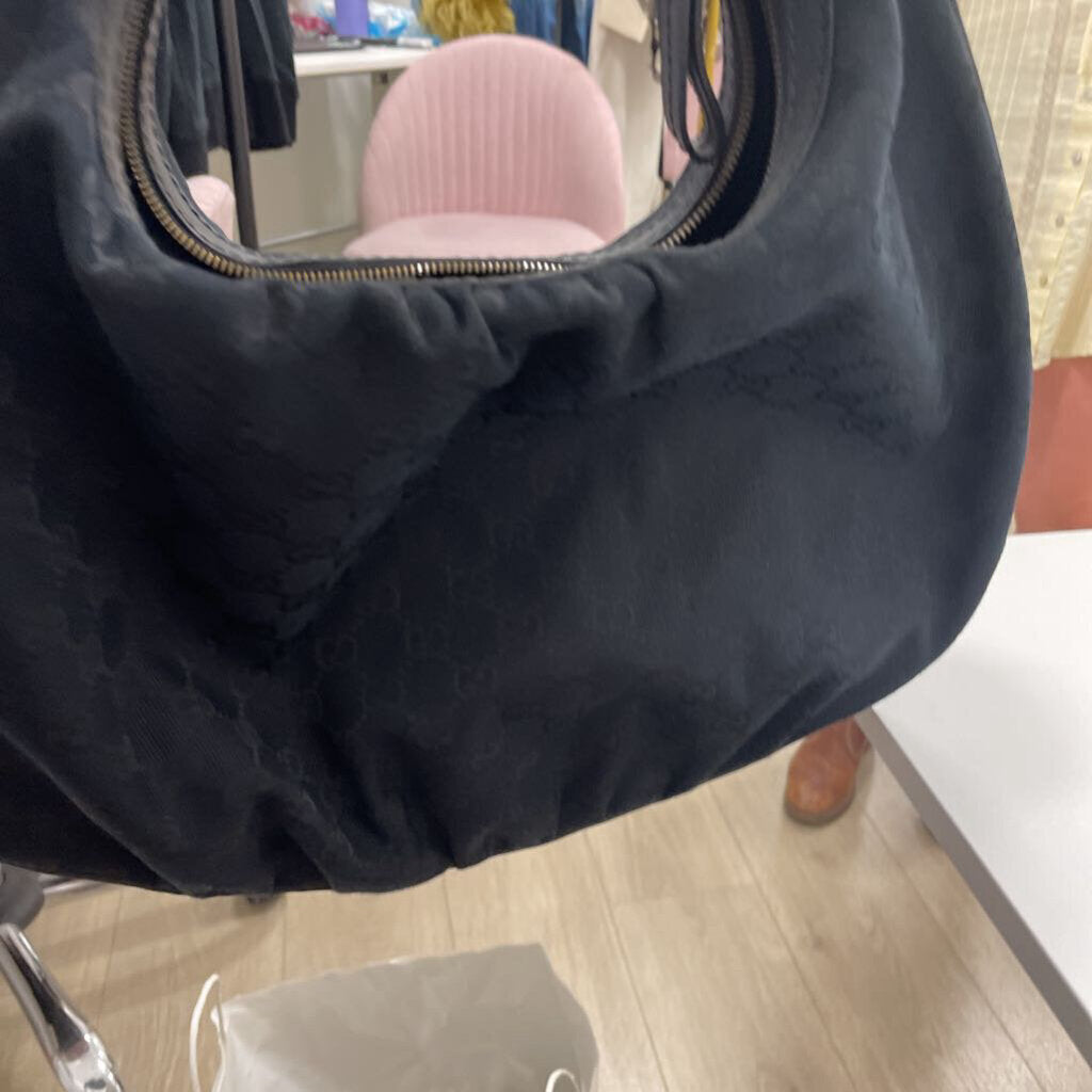 Black Canvas GG Hobo Bag