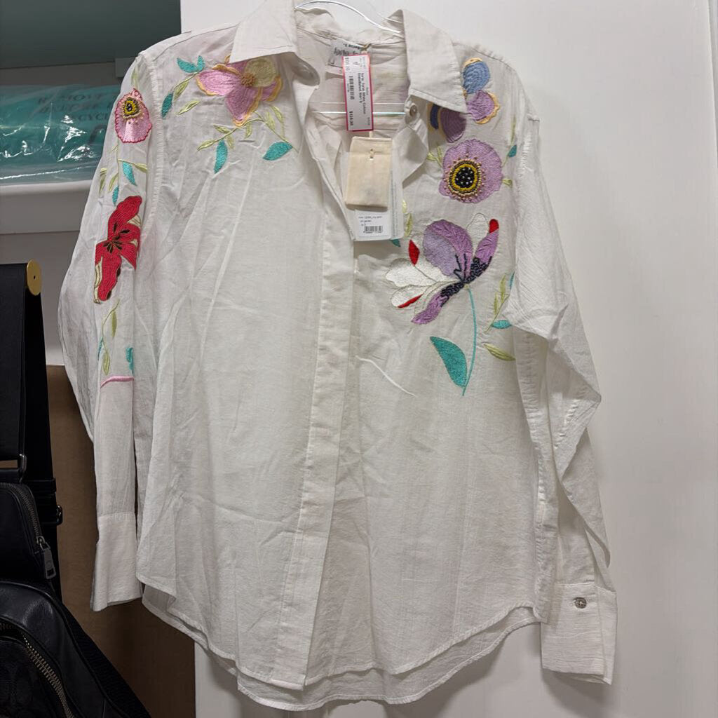White Cotton Embellished Shirt