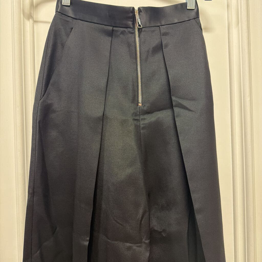 Black Viscose High Waist Zipper Pant