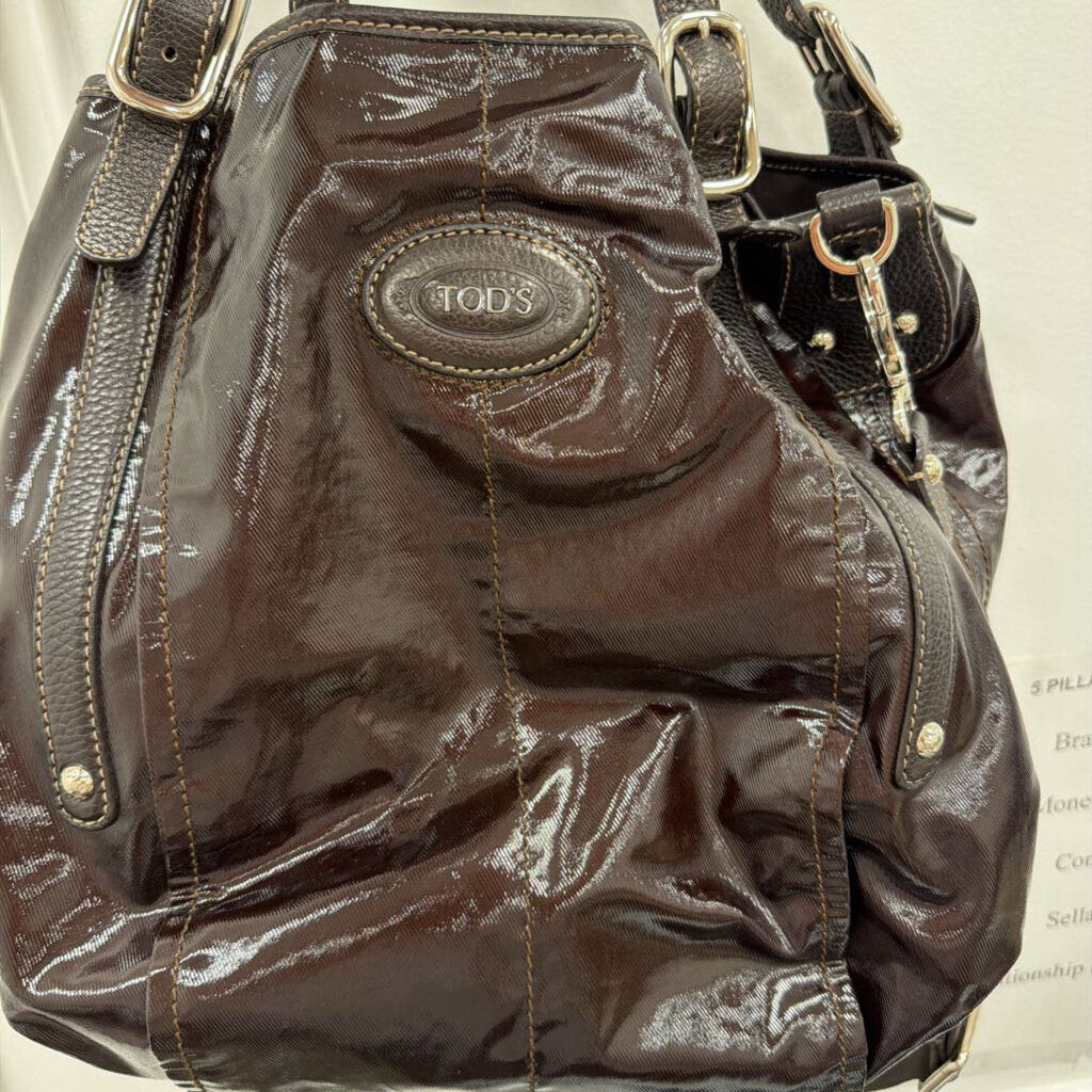 Brown Vinyl Handbag