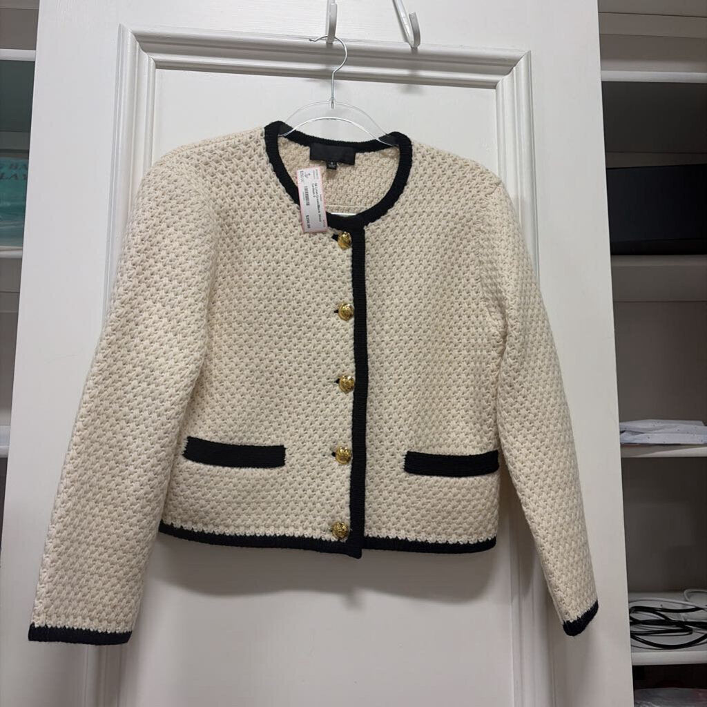 Cream/Black Wool Cardigan