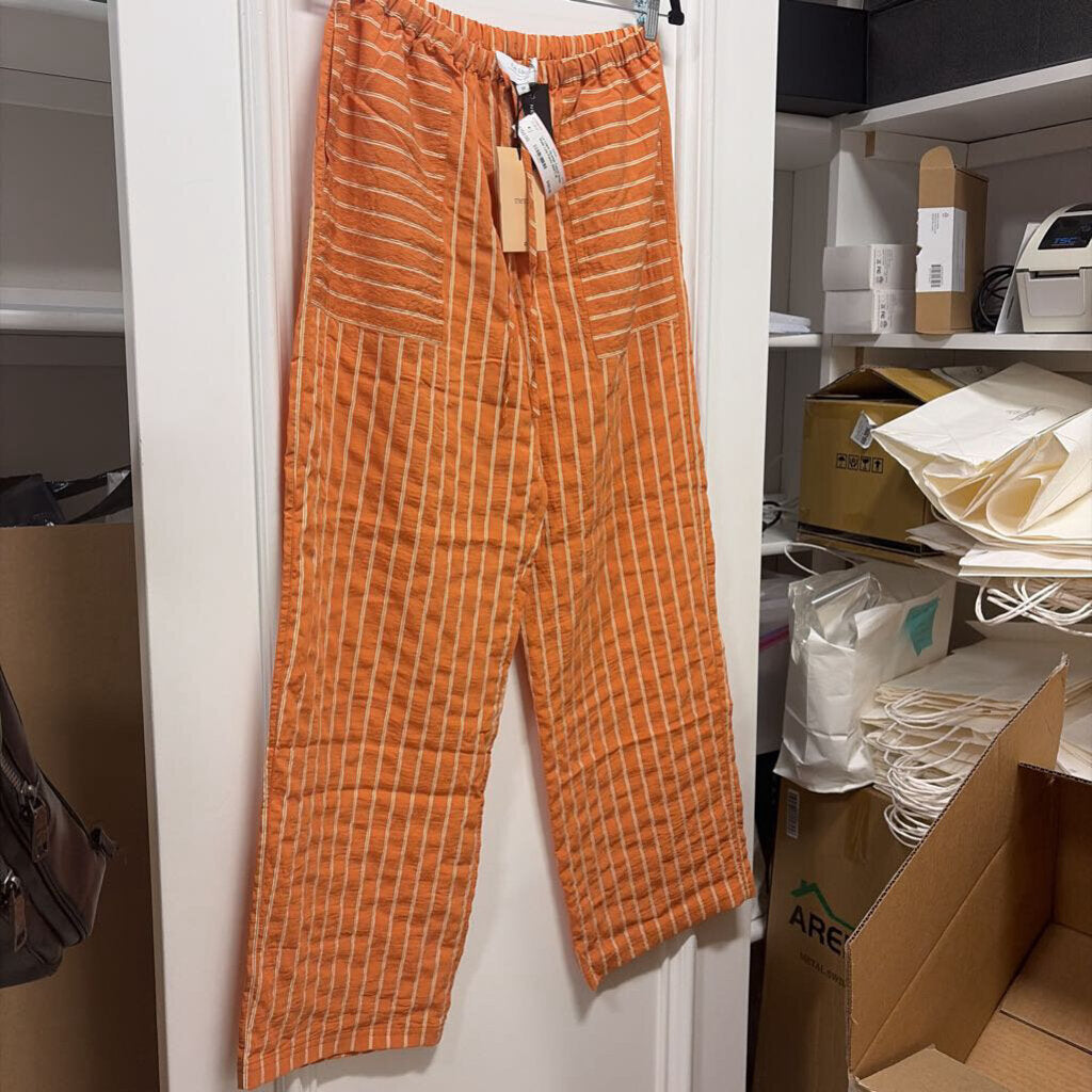 Orange Tencel Stripe Wide Leg Pants (NWT)